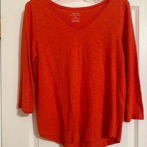 Chico's orange tee, Sz 2,  in like new condition.